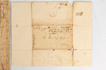 Horatio Gates Spafford, I (1778-1832) Hand Drawn Map of New York State & Letter